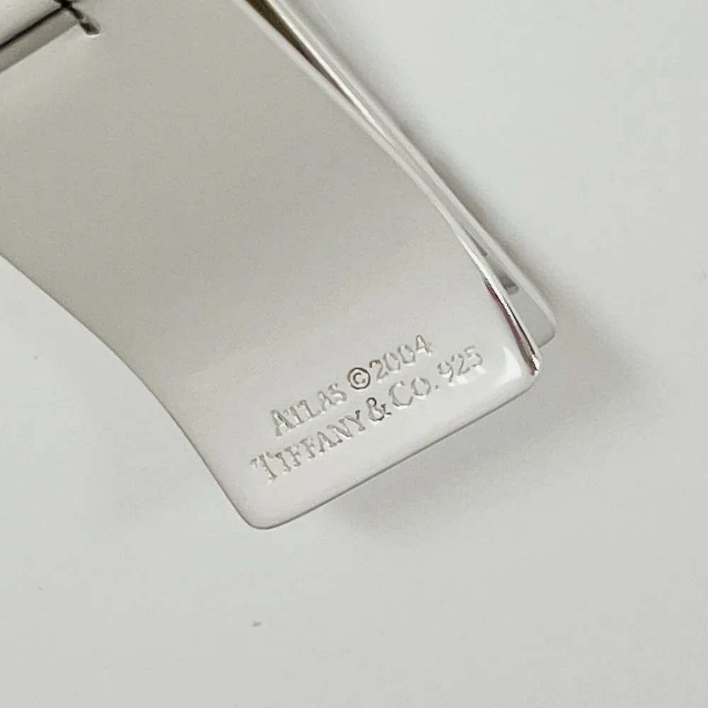 RARE Tiffany & Co Atlas Hinged Money Clip Roman Numerals in Sterling Silver